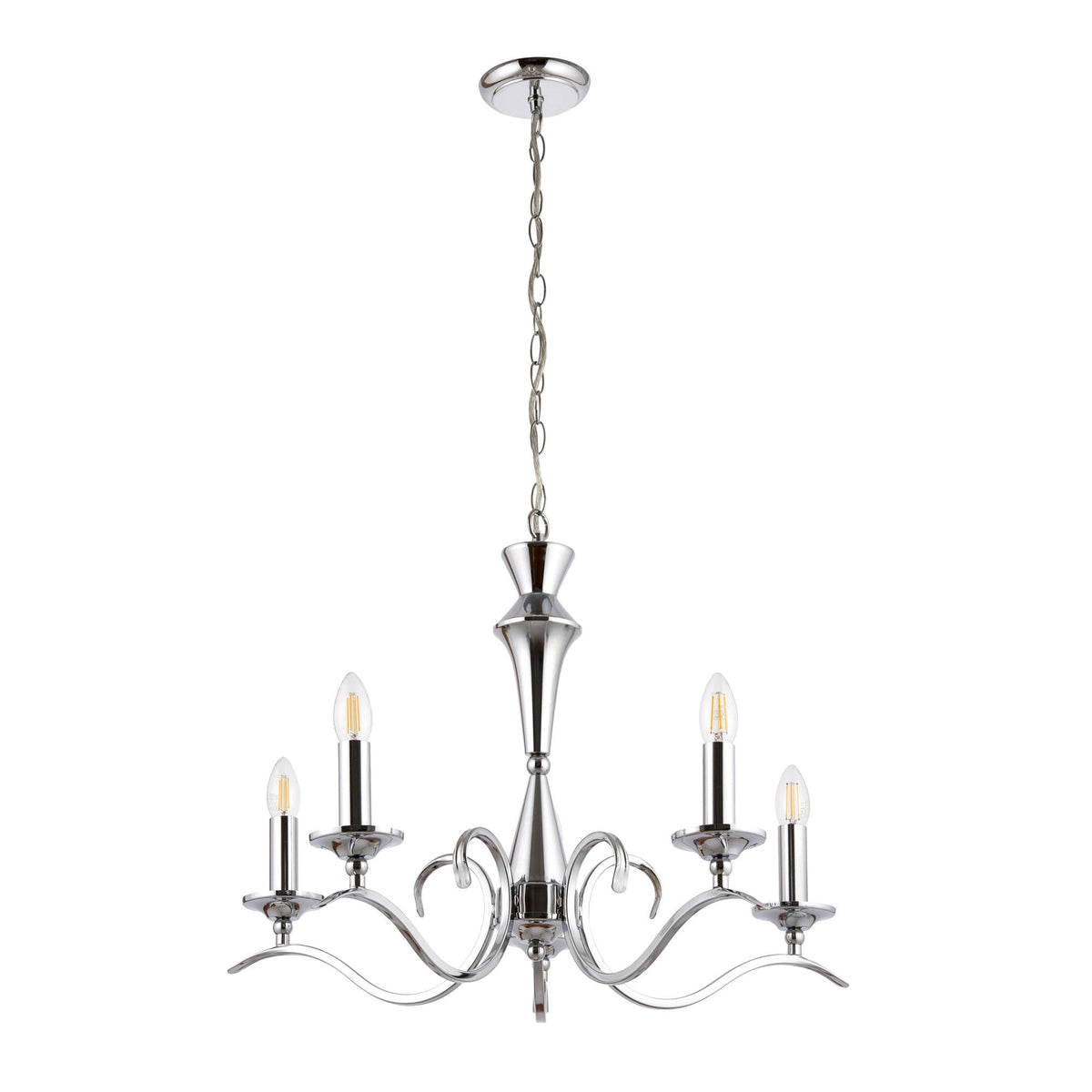 Kora Five Light Chandelier or Semi Flush Light in Chrome