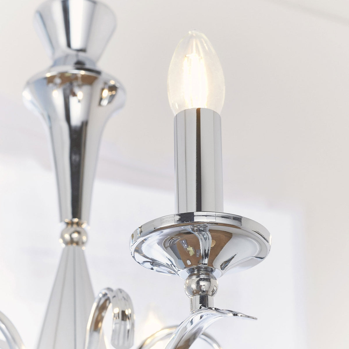 Kora Five Light Chandelier or Semi Flush Light in Chrome