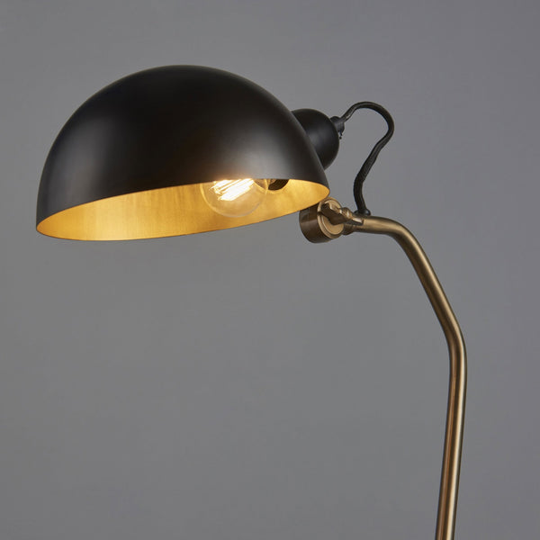 Largo Task Table Lamp in Aged Satin Brass and Satin Black