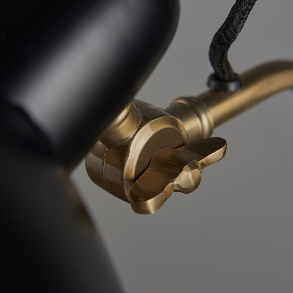 Largo Task Table Lamp in Aged Satin Brass and Satin Black