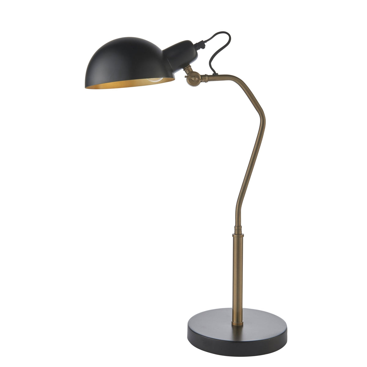 Largo Task Table Lamp in Aged Satin Brass and Satin Black