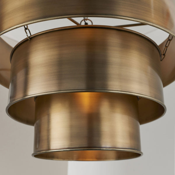 Morad Tiered Pendant Light in Aged Brass