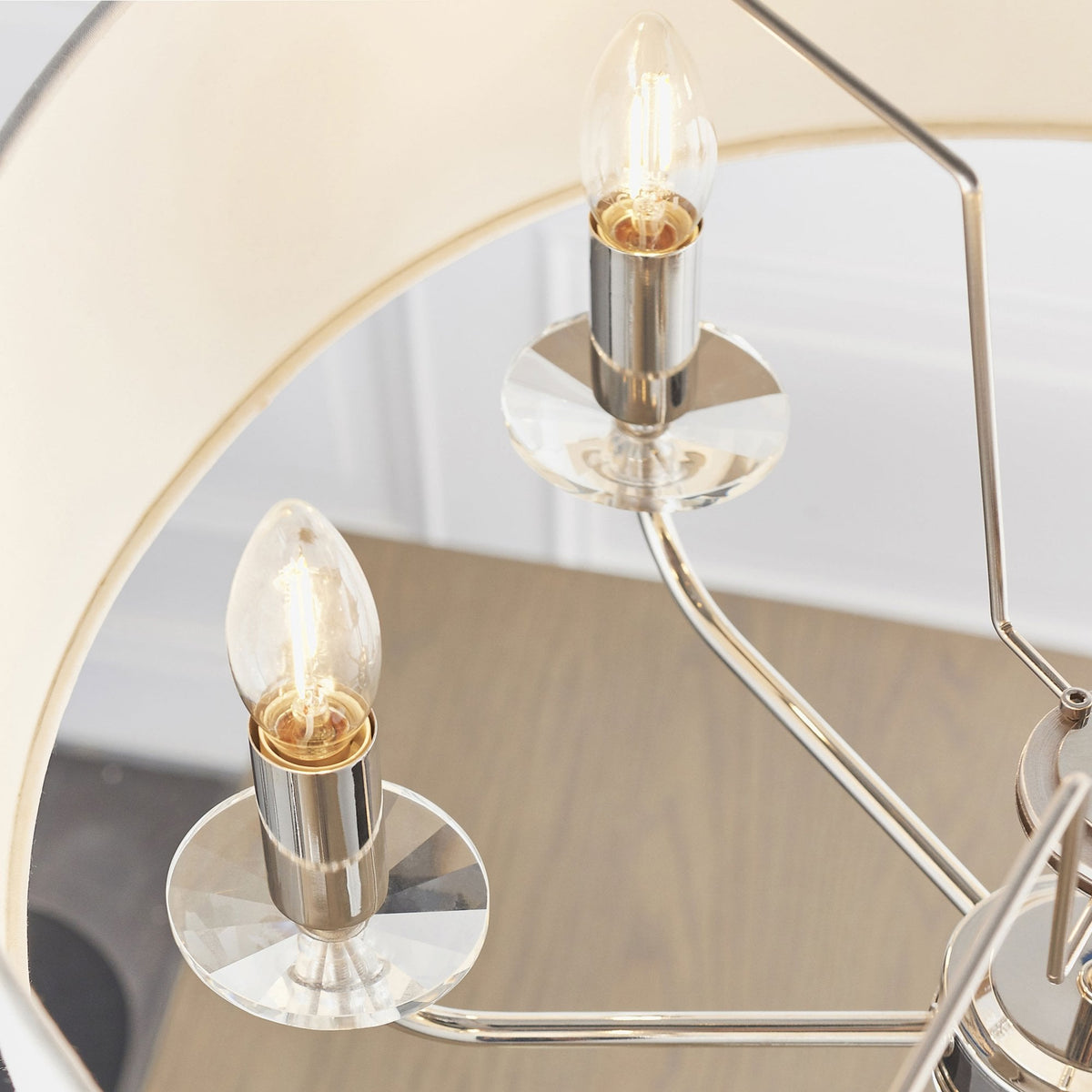 Nixon Six Light Pendant in Nickel with Vintage White Shade