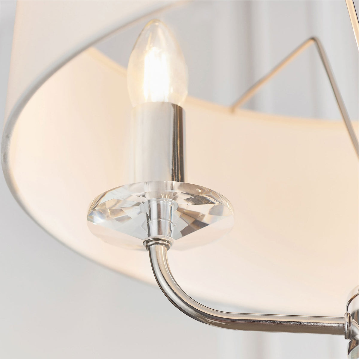 Nixon Three Light Pendant in Nickel with Vintage White Shade