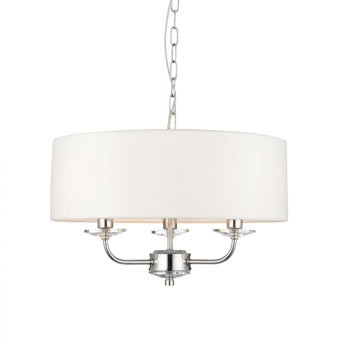 Nixon Three Light Pendant in Nickel with Vintage White Shade