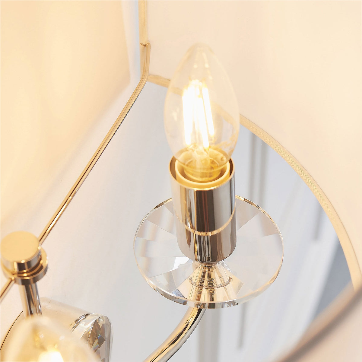 Nixon 2 Light Bright Nickel and Crystal Wall Light with Vintage White Shade