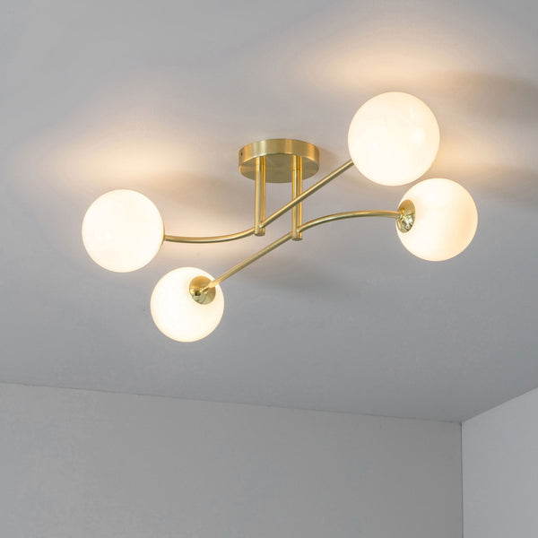 Otto 4lt Semi Flush Ceiling Light in Brushed Brass