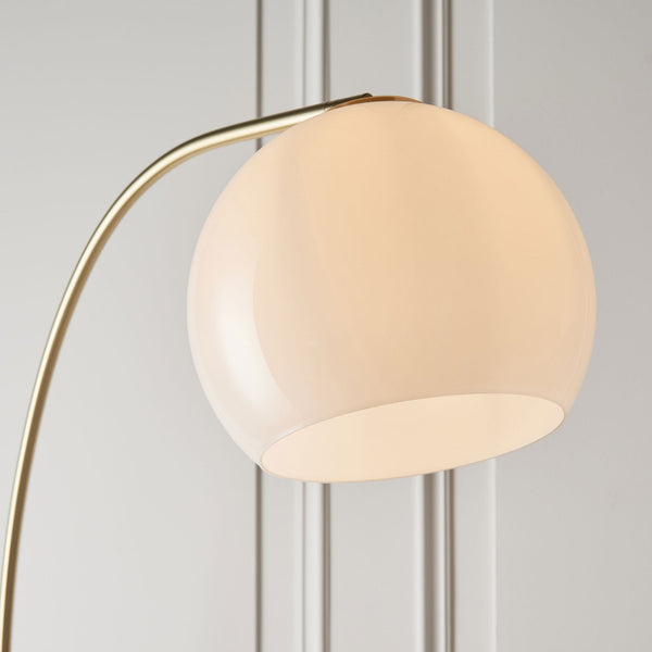 Otto Floor Lamp in Antique Brass with a White and Grey Marble Base