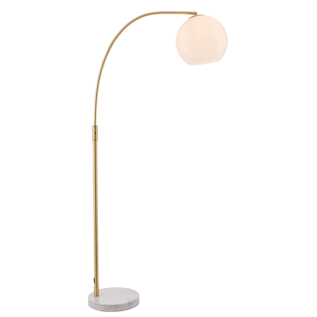 Otto Floor Lamp in Antique Brass with a White and Grey Marble Base