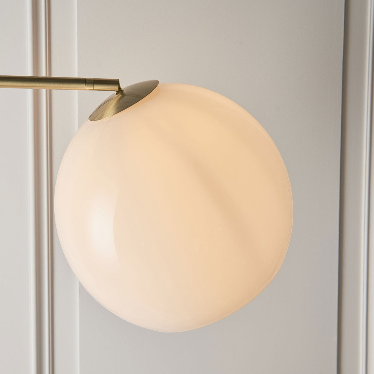 Otto Floor Lamp in Antique Brass with a White and Grey Marble Base