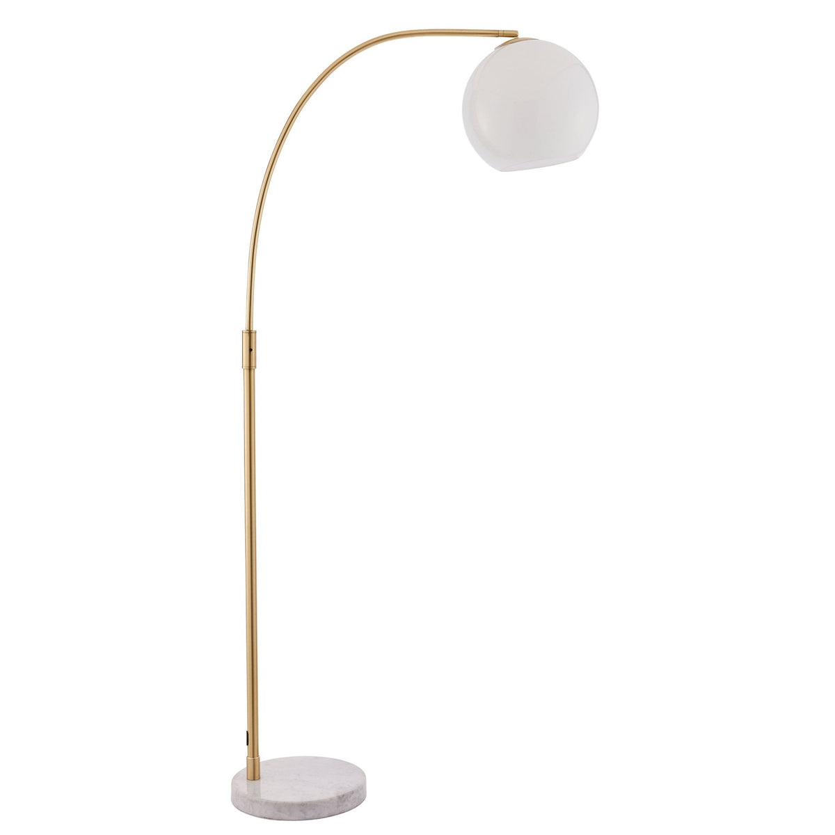 Otto Floor Lamp in Antique Brass with a White and Grey Marble Base