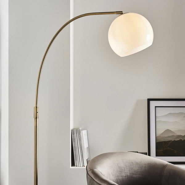 Otto Floor Lamp in Antique Brass with a Black Marble Base