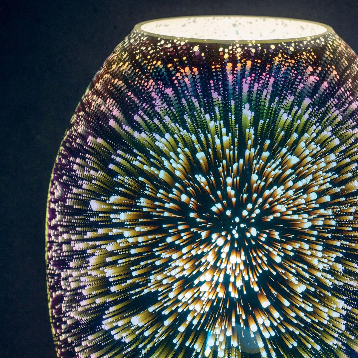 Stellar Chrome Holographic Glass and Chrome Touch Table Lamp