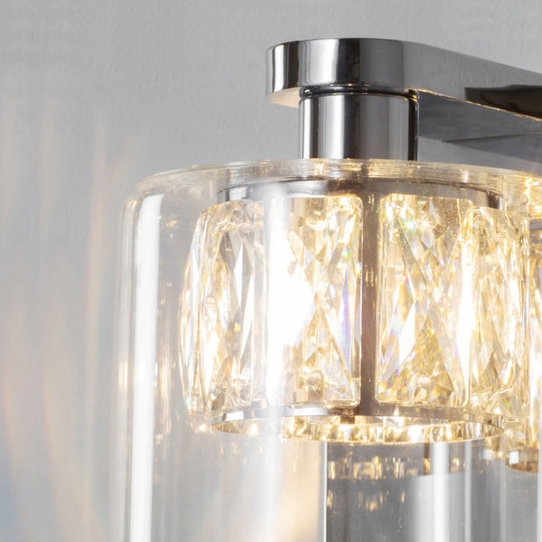 Verina Single Wall Light in Chrome with Crystal Shade