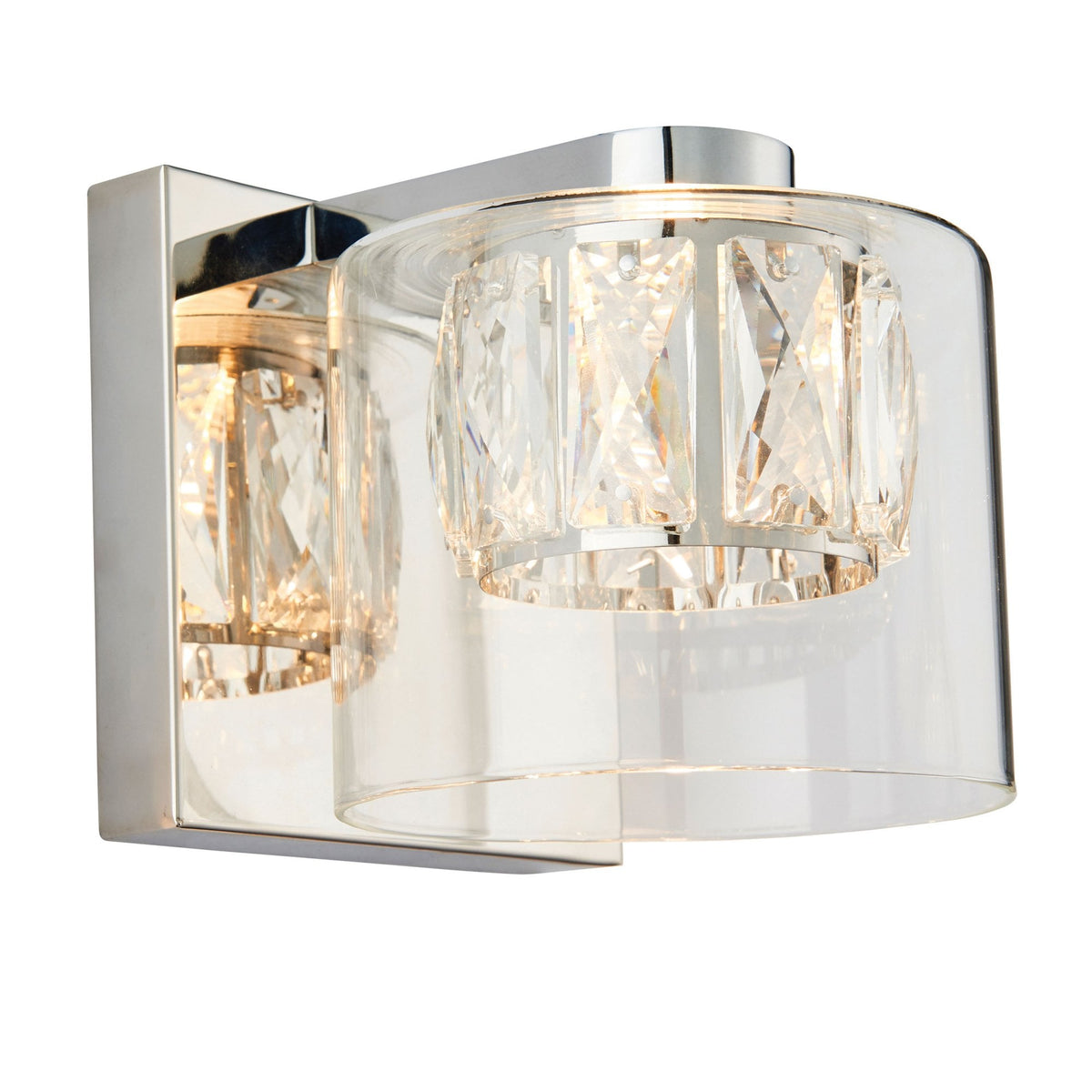 Verina Single Wall Light in Chrome with Crystal Shade