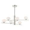 Jasper 6 Light Pendant In Satin Nickel With Opal Glass Shades