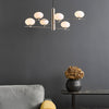Jasper 6 Light Pendant In Satin Nickel With Opal Glass Shades