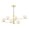 Jasper 6 Light Pendant In Satin Gold With Opal Glass Shades