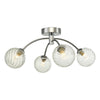 Izzy 4 Light Semi-Flush Ceiling Light In Polished Chrome With Clear Twisted Glass Shades