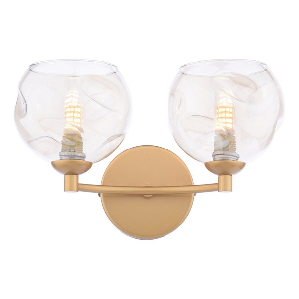 Izzy Twin Wall Light in Gold With Champagne Dimpled Glass Shades