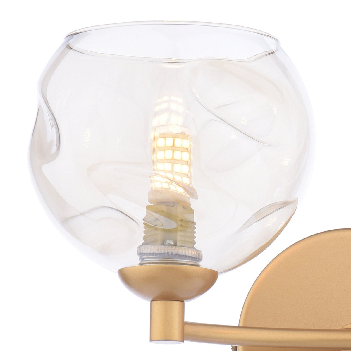 Izzy Twin Wall Light in Gold With Champagne Dimpled Glass Shades