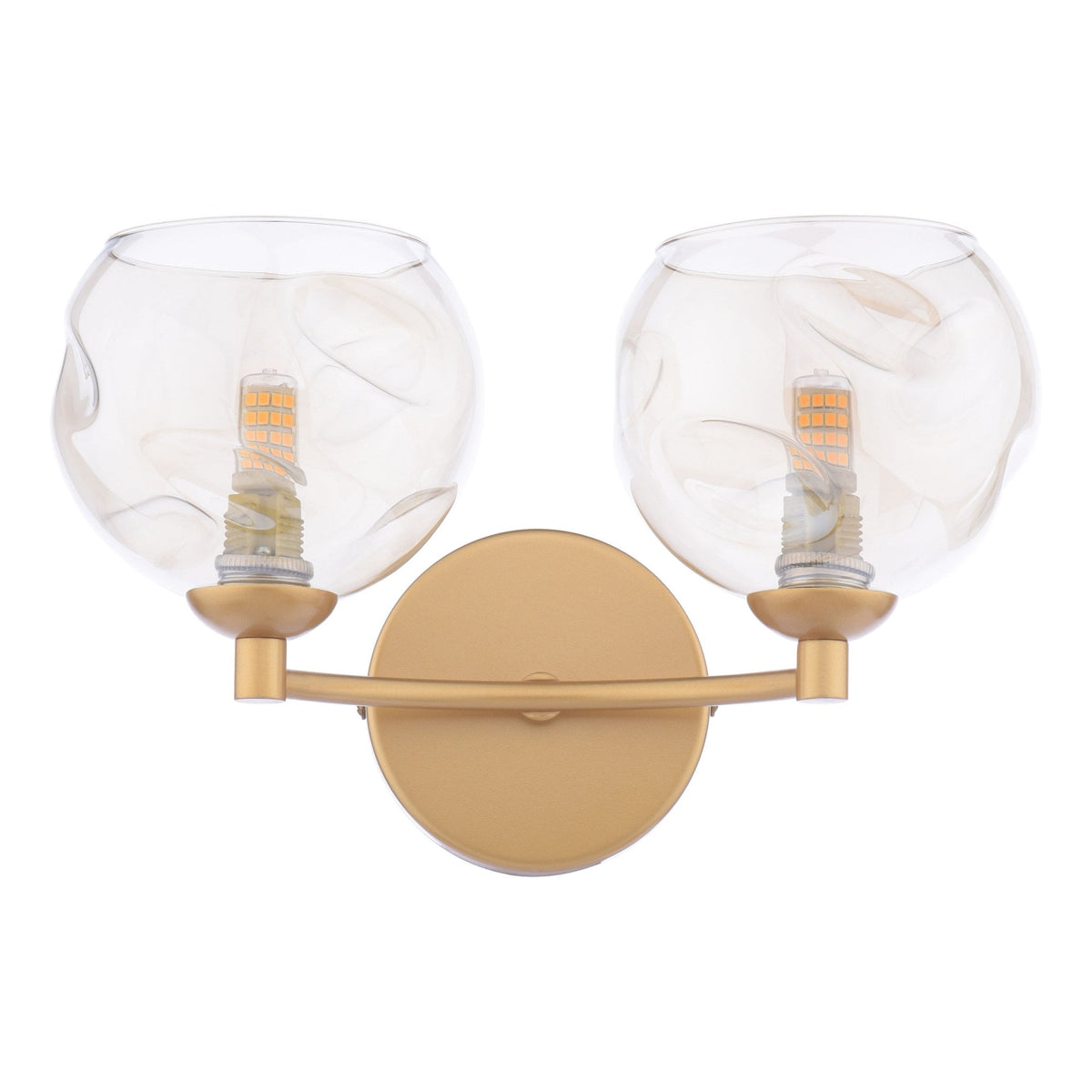Izzy Twin Wall Light in Gold With Champagne Dimpled Glass Shades