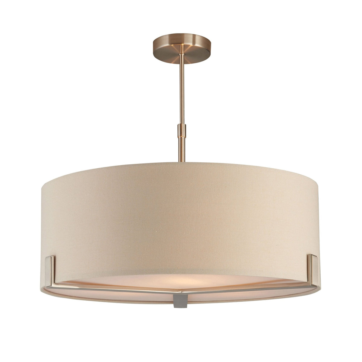 Hayfield 3lt Pendant in Satin Nickel with Off White Shade