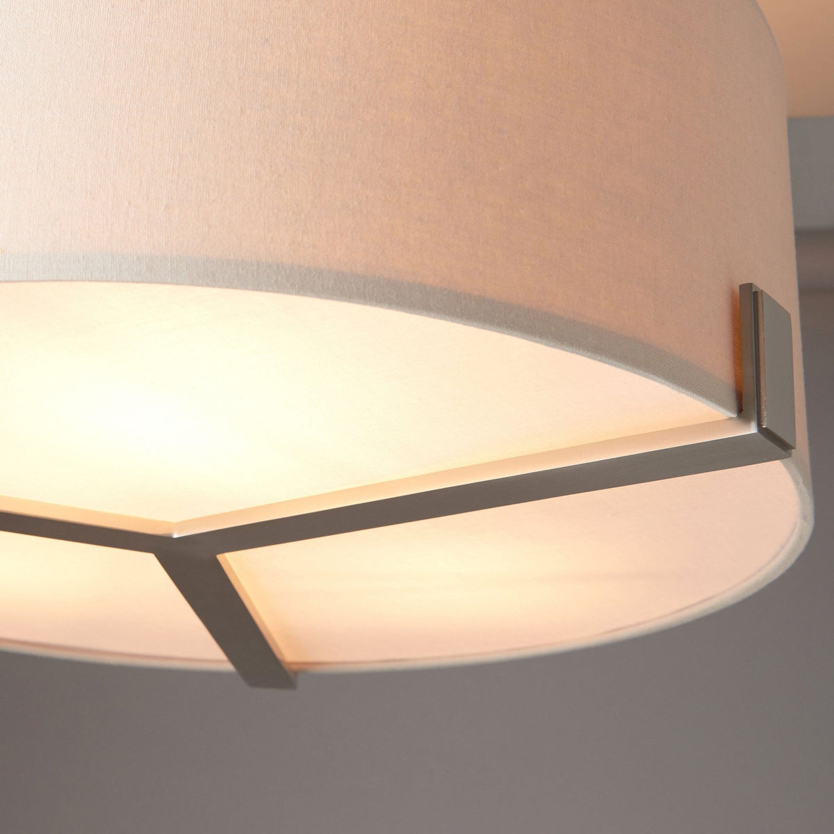 Hayfield 3lt Pendant in Satin Nickel with Off White Shade