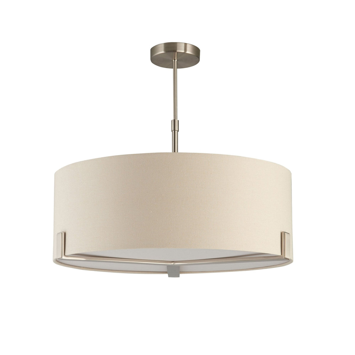 Hayfield 3lt Pendant in Satin Nickel with Off White Shade