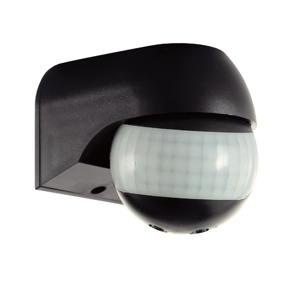 Adjustable Wall Mounted IP44 PIR Motion Sensor In Black