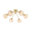 Izzy 6 Light Semi-Flush Ceiling Light In Gold With Champagne Dimpled Glass Shades