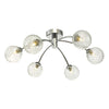 Izzy 6 Light Semi-Flush Ceiling Light In Polished Chrome With Clear Twisted Glass Shades