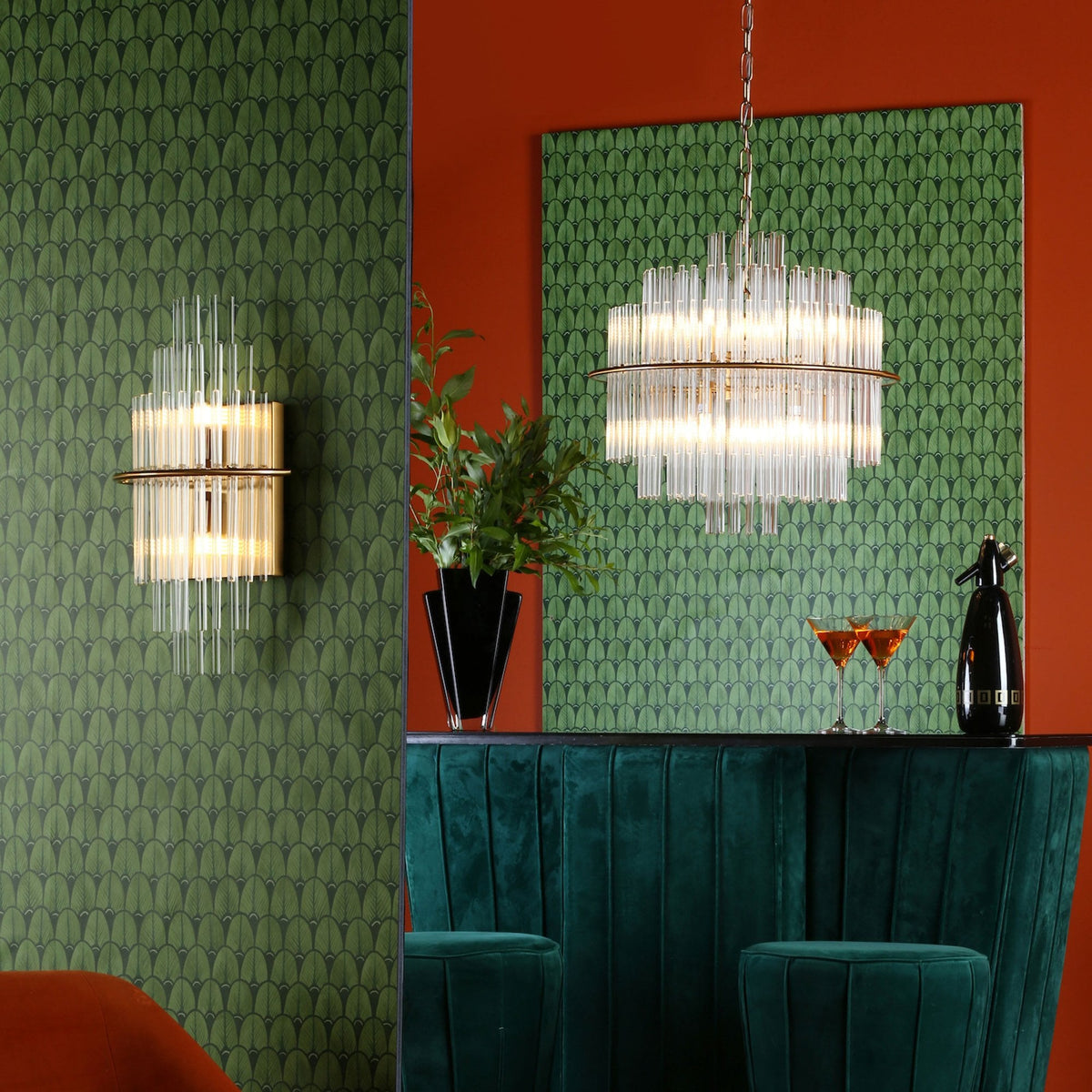 Lukas Pendant In Antique Gold & Clear Glass