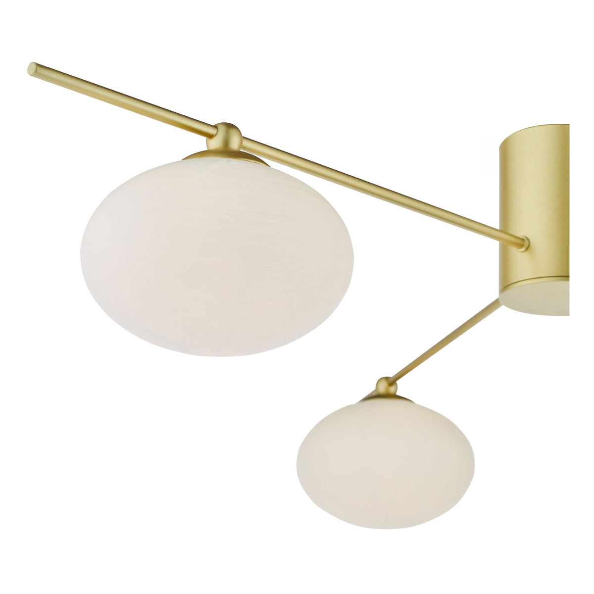 Jasper 3 Light Semi Flush Fitting In Satin Gold With Opal Glass Shades