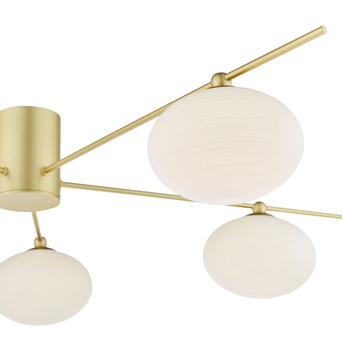 Jasper 5 Light Semi Flush Ceiling Light In Satin Gold With Opal Glass Shades