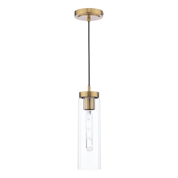 Jodelle Single Pendant In Polished Bronze With Ribbed Clear Glass Shade