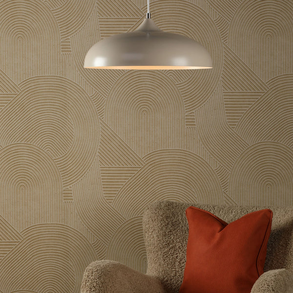 Kaelan Pendant In Taupe With Polished Chrome Detail