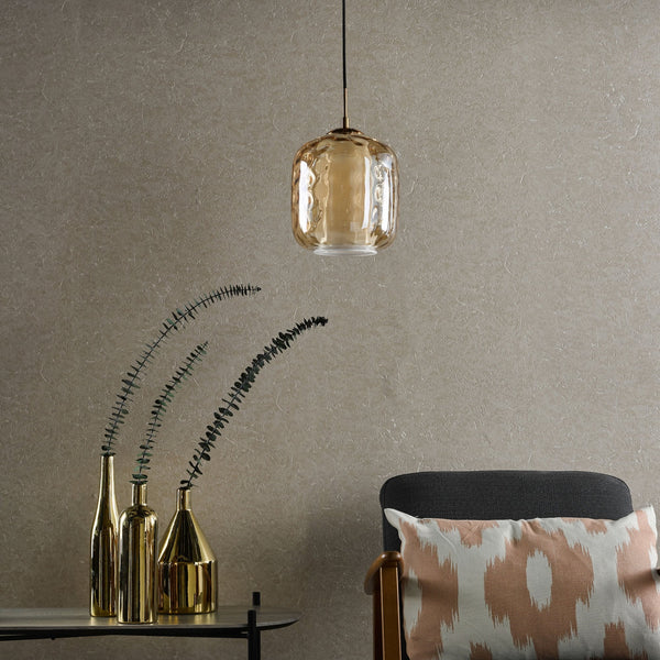 Majella Single Pendnat In Aged Brass With Dimpled Champagne Glass Shade