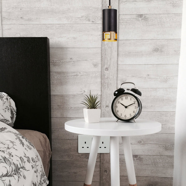 Abbey Single Drop Pendant in Black and Painted Gold