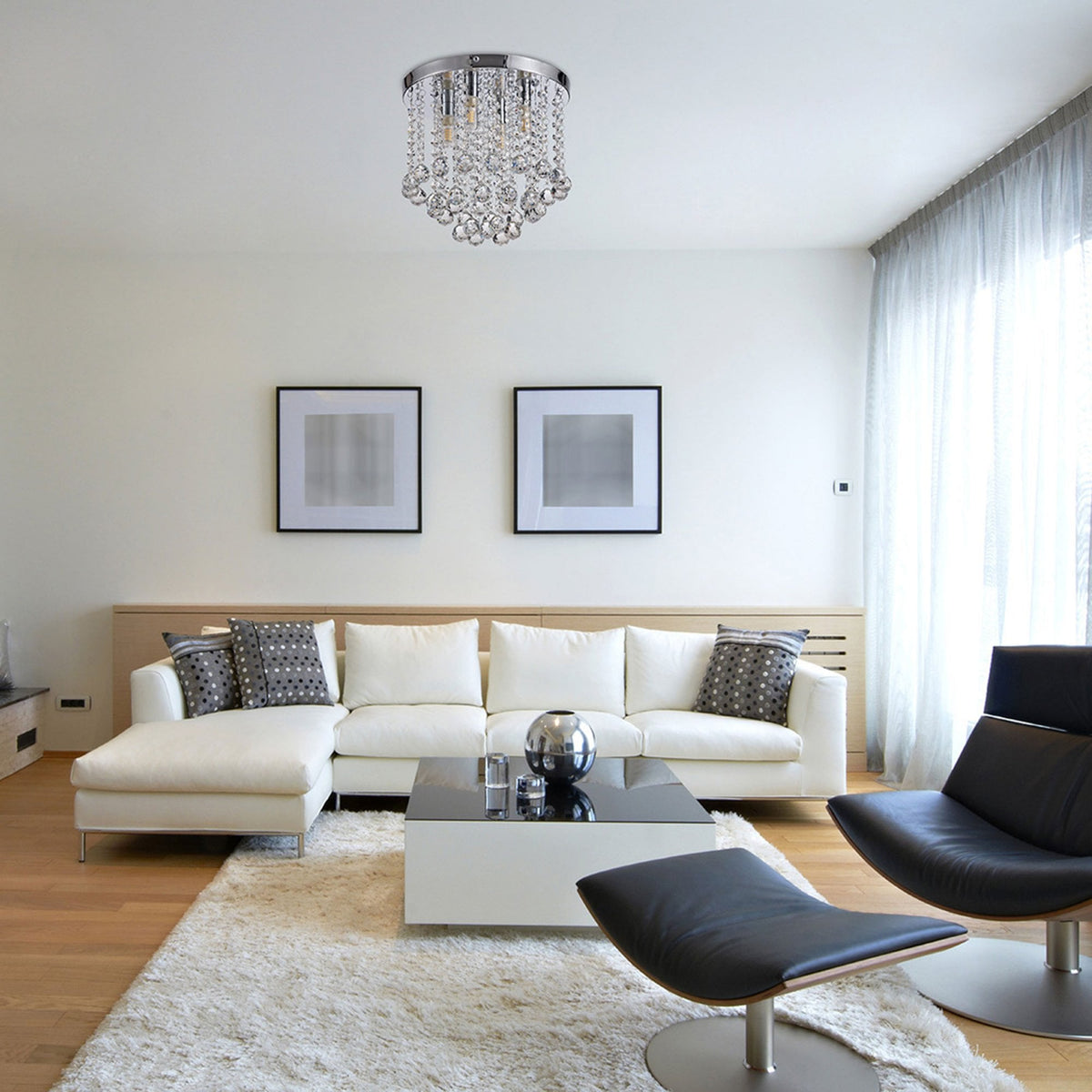 Allercomble IP44 Bathroom Ceiling Light in Polished Chrome & Crystal