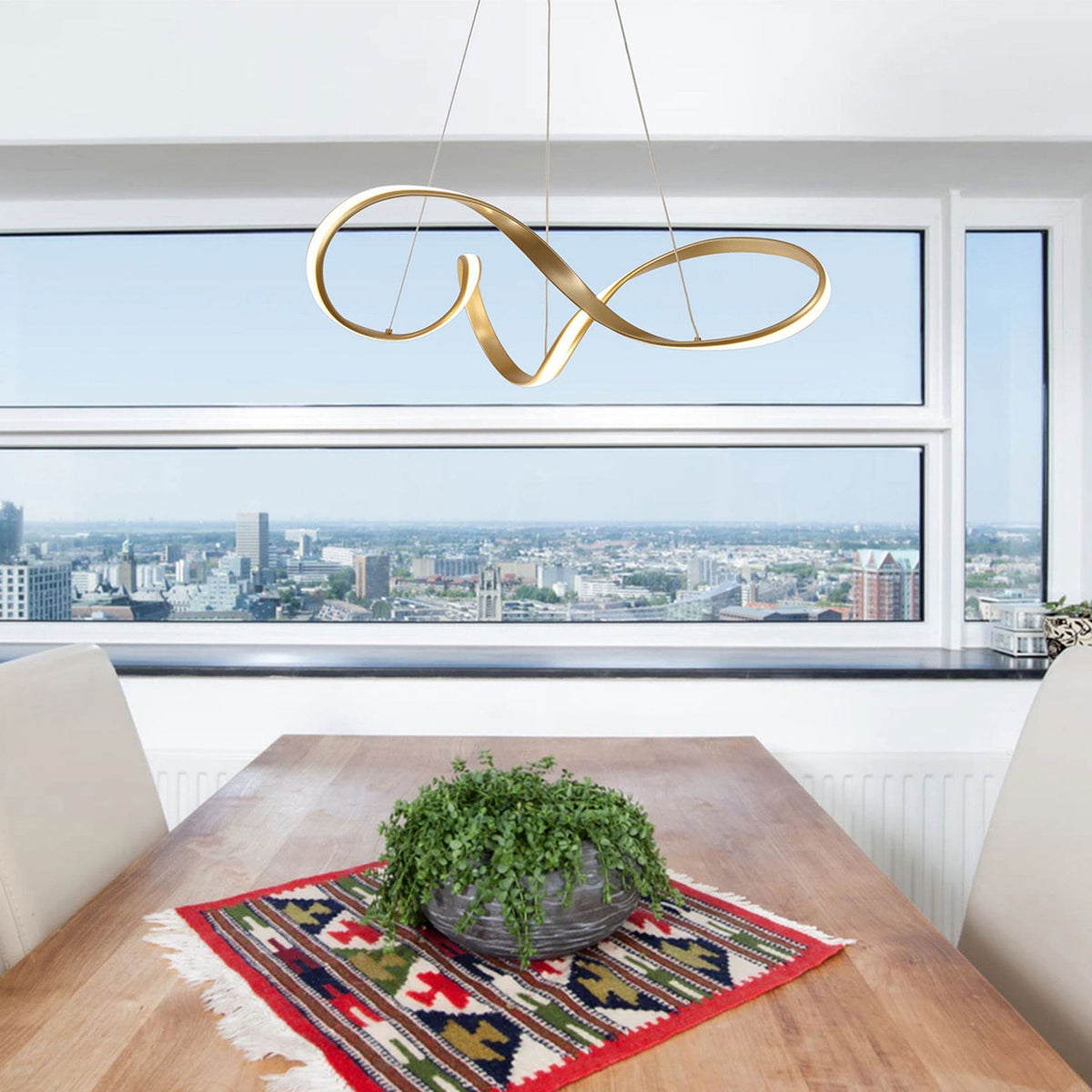 Beaford Large 42W LED Pendant in Sand Gold