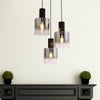 Belstone Triple Round Pendant in Black & Chrome with Smoke Fade Glass