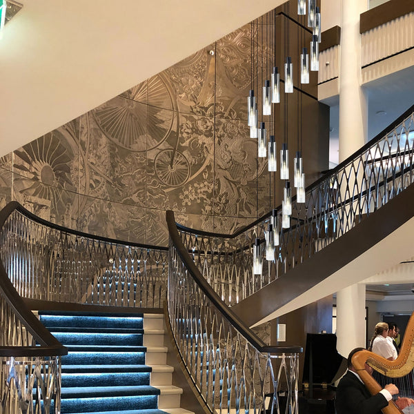 Belstone Slim 21 Drop Pendant in Black & Chrome with Smoke Fade Glass