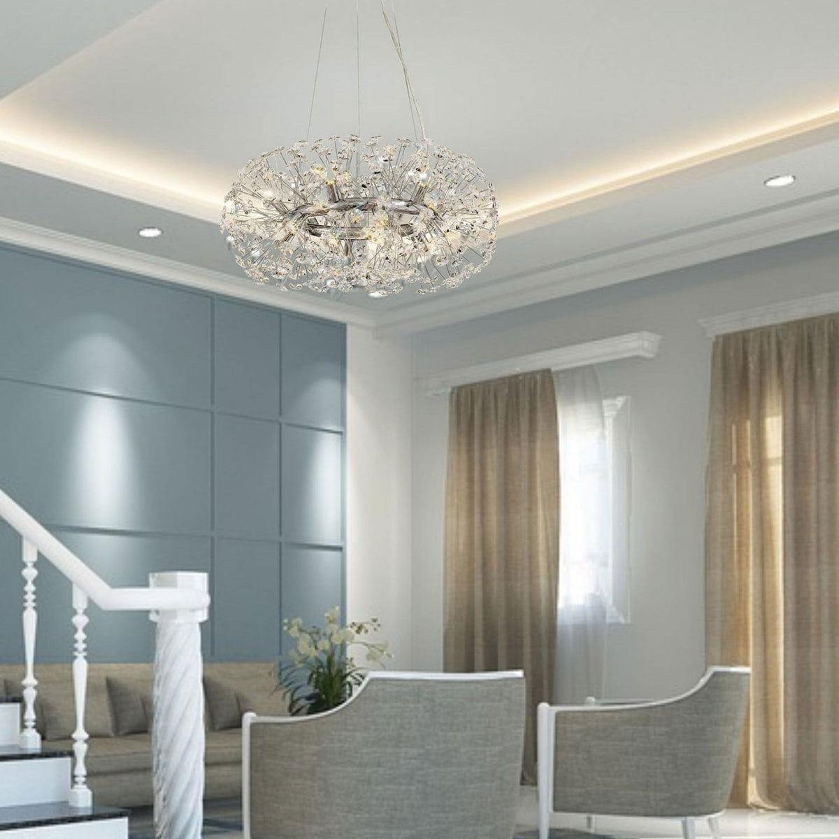 Bridestowe Pendant G9 20 Light in Polished Chrome & Clear Crystal