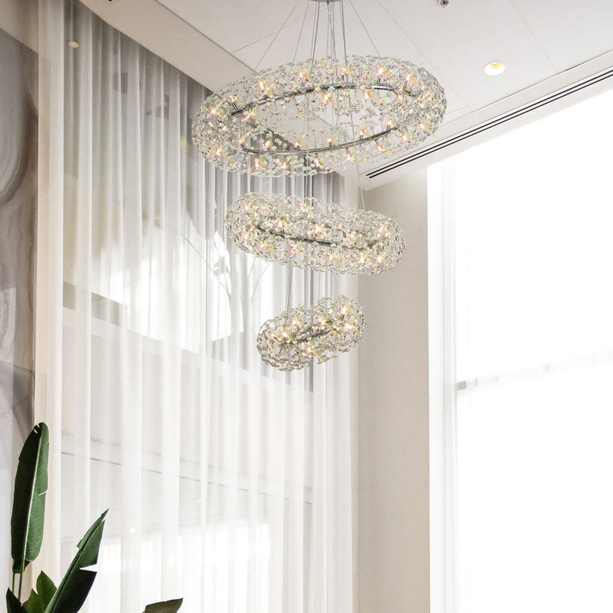 Bridestowe 74 Lamp Three Tier Pendant in Polished Chrome & Clear Crystal