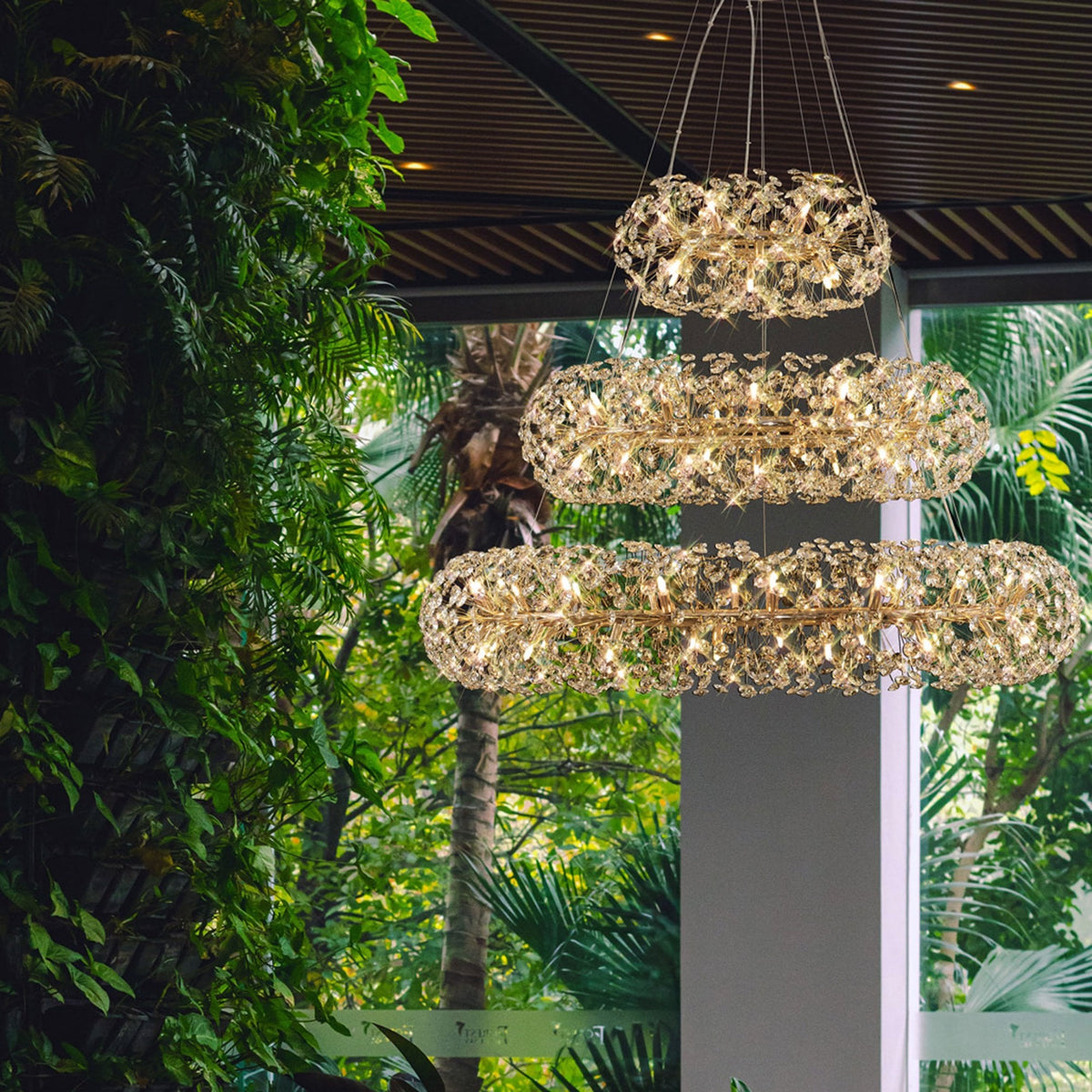 Bridestowe 74 Lamp Three Tier Pendant in French Gold & Clear Crystal