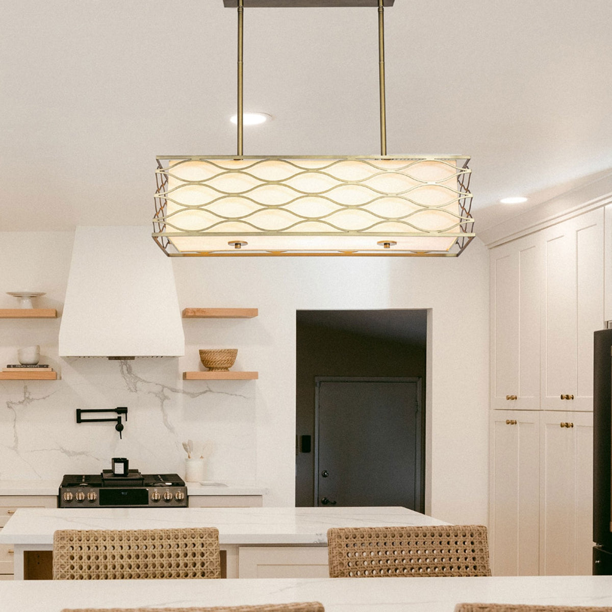Cotleigh Rectangle Pendant Convertible to Semi Flush Light in Aged Gold
