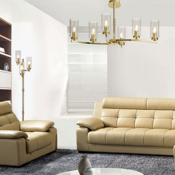 Dunstone 6 Arm Rectangular Pendant or Semi Flush in Polished Gold