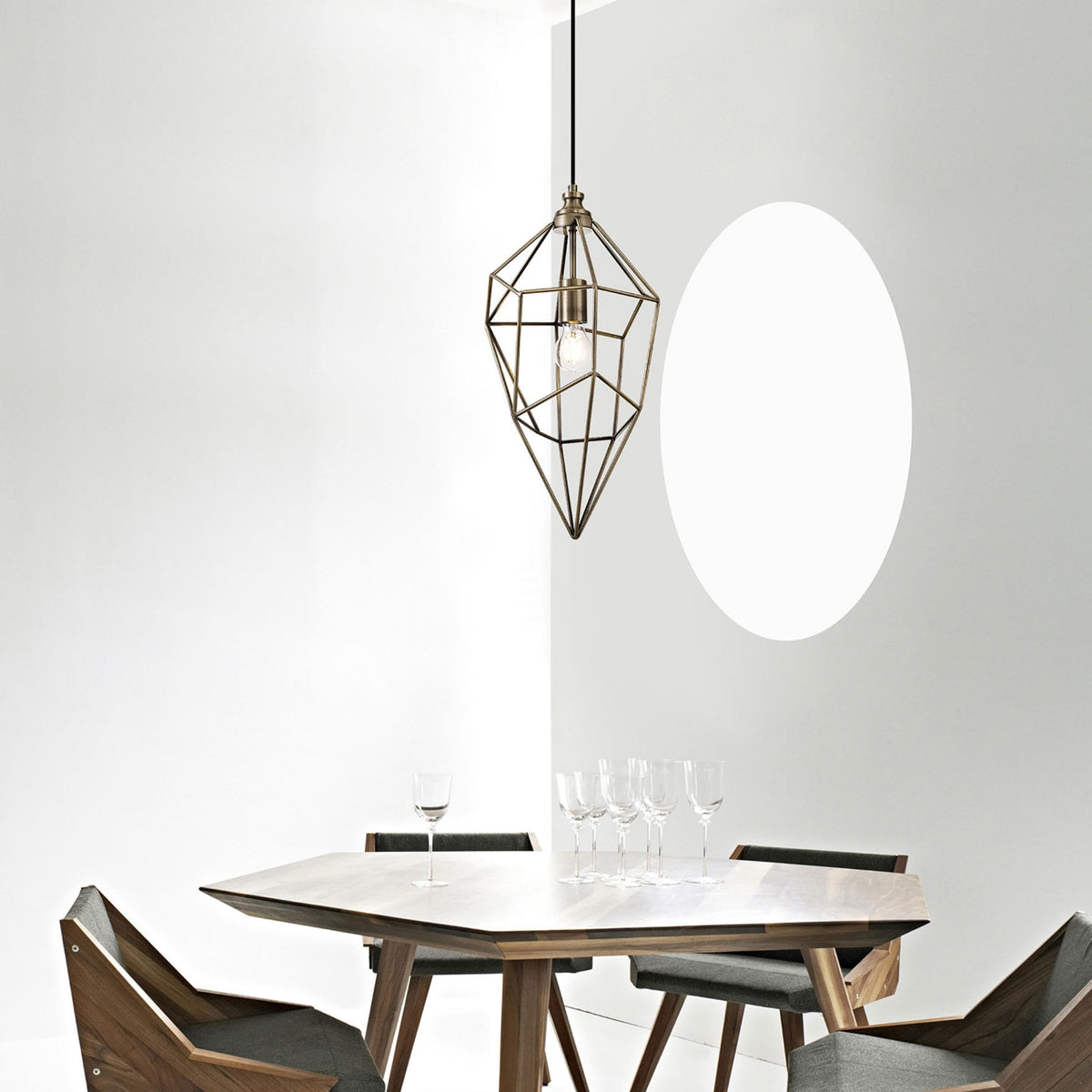 Dunterton Large E27 Pendant in Antique Brass