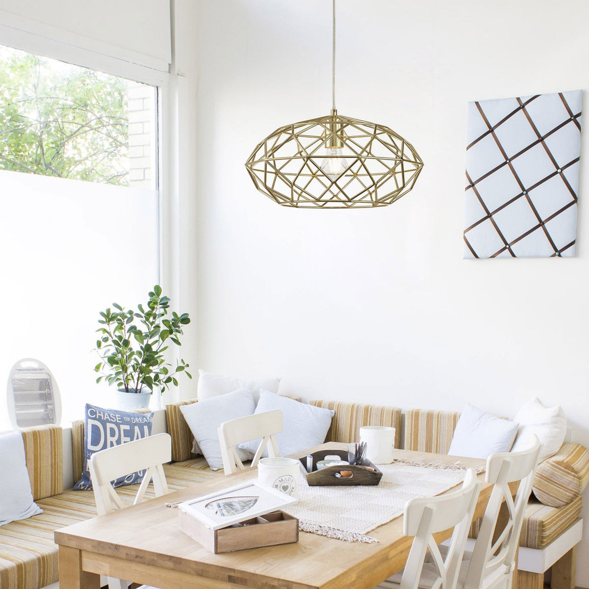 Filleigh Elliptical Sphere Pendant in Polished Brass